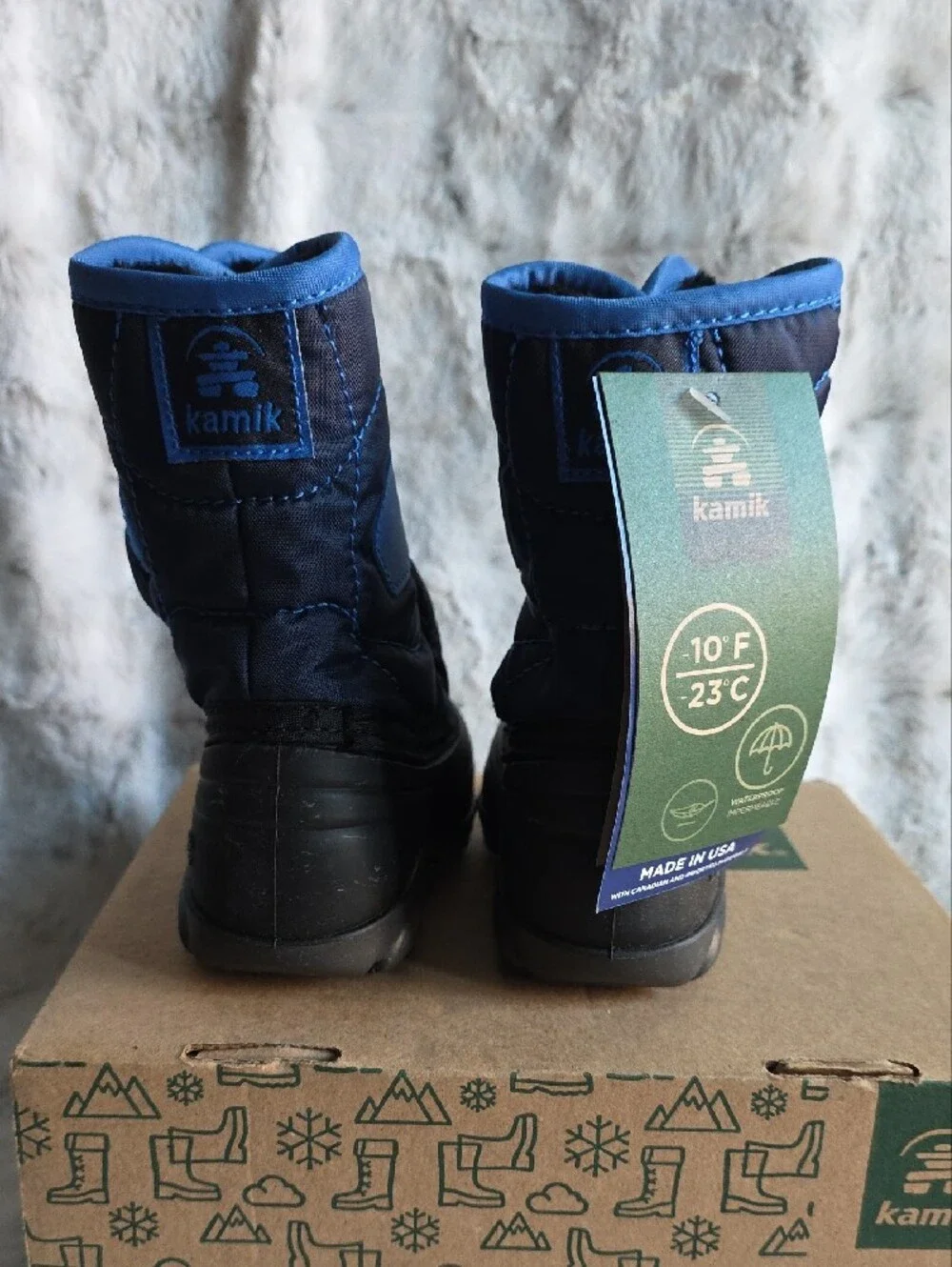 Kamik Kids Navy and Bright Blue Waterproof Snow Boots